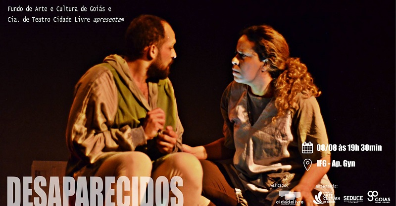 A peça Desaparecidos, da Cia. de Teatro Cidade Livre, será apresentada dia 8 de agosto no IFG Aparecida de Goiânia